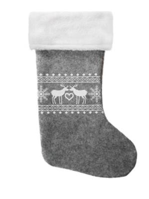 Opakowanie Skarpeta świąteczna szara z reniferami