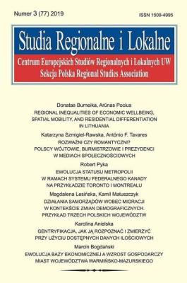 Opakowanie Studia Regionalne i Lokalne 3 (77) /2019