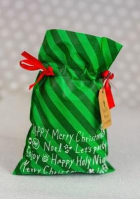 Opakowanie Worek Świąteczny zielone paski 20x30cm (5szt)