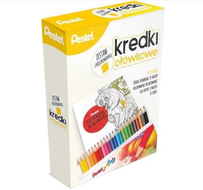 Opakowanie Zestaw kredki ołówkowe 24 kol + kolorowanka PENTEL