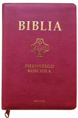 Okładka książki Biblia pierwszego Kościoła złoc. z paginat. purpur