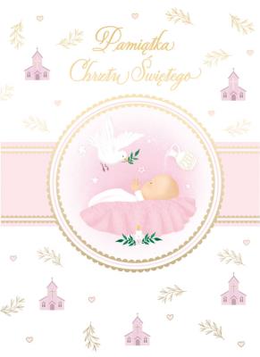 Okładka książki Karnet B6 Chrzest z kieszonką - różowy