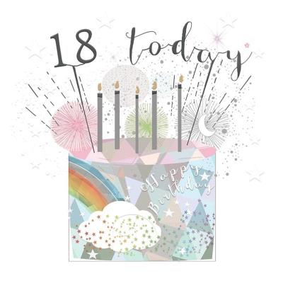 Opakowanie Karnet kwadrat mały z kopertą Urodziny 18 świeczki