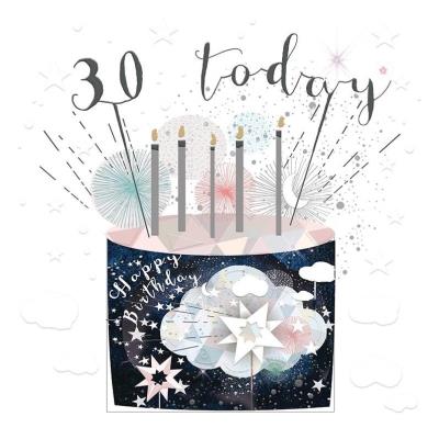Opakowanie Karnet kwadrat mały z kopertą Urodziny 30 świeczki
