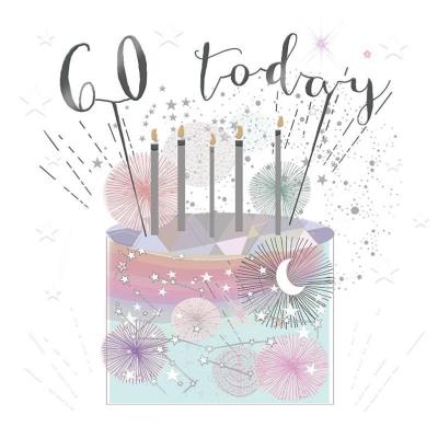 Opakowanie Karnet kwadrat mały z kopertą Urodziny 60 świeczki