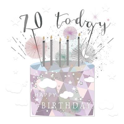 Opakowanie Karnet kwadrat mały z kopertą Urodziny 70 świeczki