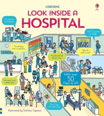 LOOK INSIDE A HOSPITAL. Autor: Katie Daynes, Fritz Zoë. SmakLiter.pl Okładka książki LOOK INSIDE A HOSPITAL