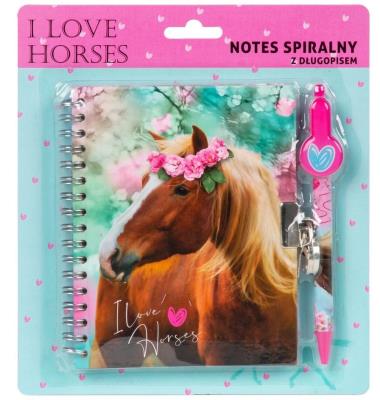 Notes spiralny z długopisem Konie 19. Wydawca: Derform. SmakLiter.pl Opakowanie Notes spiralny z długopisem Konie 19
