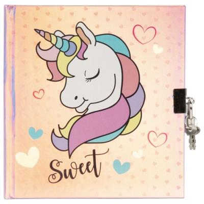 Opakowanie Pamiętnik metalizowany z kłódką Jednorożec 11