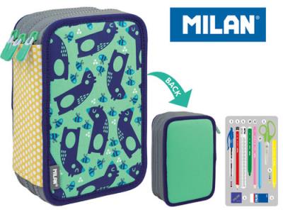 Opakowanie Piórnik MILAN 3-poziomowy z wyposażeniem NET & LIT zielony