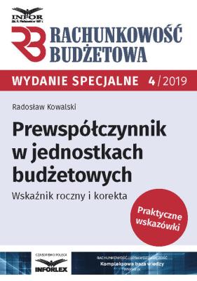 Prewspółczynnik w jednostkach budżetowych. Autor: Kowalski Radosław. SmakLiter.pl Okładka książki Prewspółczynnik w jednostkach budżetowych