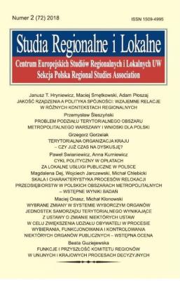 Opakowanie Studia Regionalne i Lokalne 2 (72) 2018