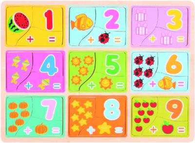 Opakowanie TOP BRIGHT Drewniane Puzzle Nauka Liczenia 27 el.