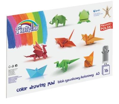 Blok rysunkowy kolorowy A3/16K FIORELLO. Wydawca: Fiorello. SmakLiter.pl Opakowanie Blok rysunkowy kolorowy A3/16K FIORELLO