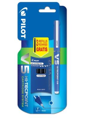 Opakowanie Cienkopis V5 na naboje niebieski + wkłady PILOT