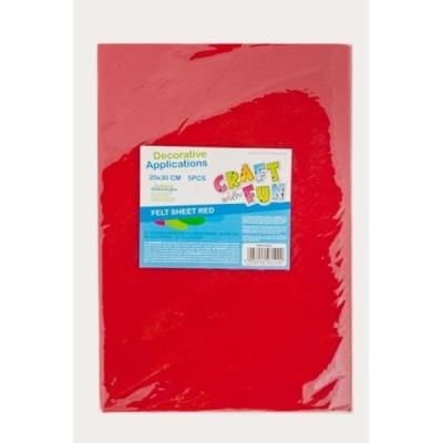 Opakowanie Filc arkusz czerwony 20x30 5el