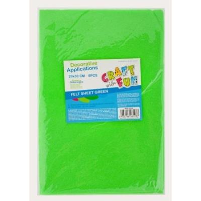Opakowanie Filc arkusz zielony 20x30 5el
