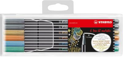 Opakowanie Flamastry Pen metaliczne 6 szt etui STABILO