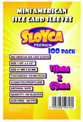 Koszulki Mini American Premium 41x63mm (100szt). Wydawca: SLOYCA. SmakLiter.pl Opakowanie Koszulki Mini American Premium 41x63mm (100szt)