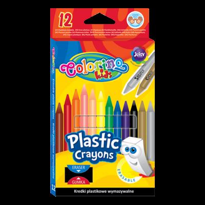 Opakowanie KREDKI ŚWIECOWE OKRĄGŁE PLASTIKOWE WYMAZYWALNE Z GUMKĄ 12 KOL. COLORINO KIDS