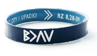 Opakowanie Opaska silikonowa - Bóg jest większy - granat