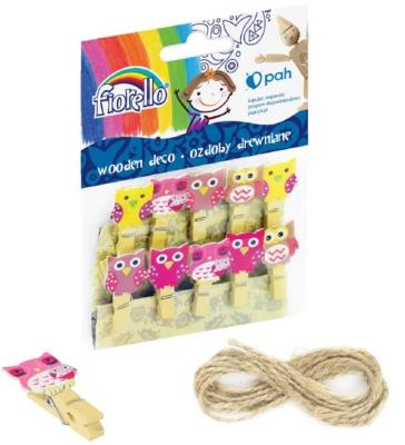 Ozdoby drewniane Spinacz Sowa 10szt FIORELLO. Wydawca: Fiorello. SmakLiter.pl Opakowanie Ozdoby drewniane Spinacz Sowa 10szt FIORELLO