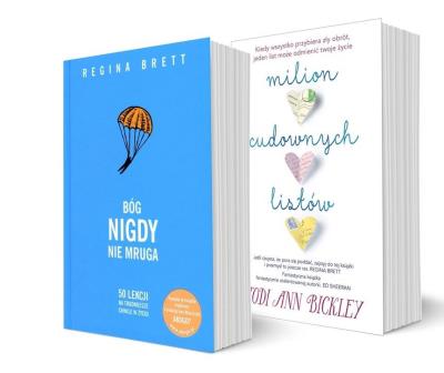 Pakiet:Milion Cudownych Listów/Bóg nigdy nie mruga. Autor: Regina Brett, Jodi Ann Bickley. SmakLiter.pl Okładka książki Pakiet:Milion Cudownych Listów/Bóg nigdy nie mruga