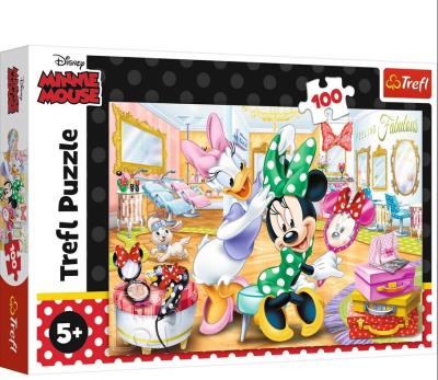 Opakowanie Puzzle 100 Minnie w salonie kosmetycznym TREFL