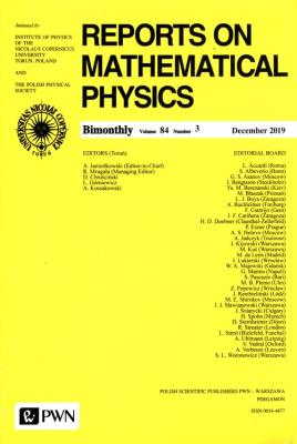 Opakowanie Reports on Mathematical Physics 84/3 2019 Kraj