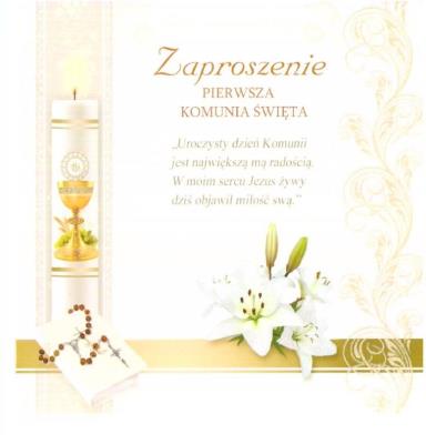 Opakowanie Zaproszenie brokat Komunia (10szt.)