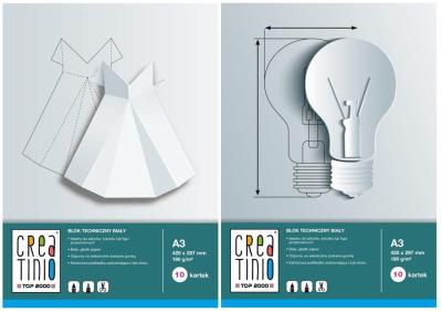 Opakowanie Blok techniczny biały A3/10K Creatino (10szt)