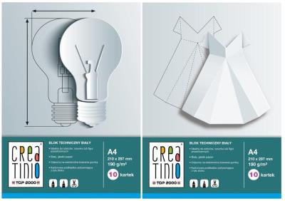 Opakowanie Blok techniczny biały A4/10K Creatino (20szt)