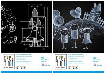 Opakowanie Blok techniczny czarny A3/10K Creatino (10szt)