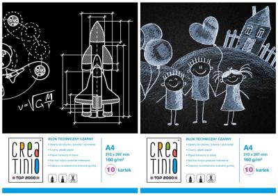Opakowanie Blok techniczny czarny A4/10K Creatino (10szt)
