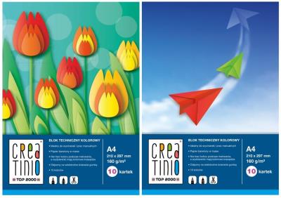 Opakowanie Blok techniczny kolorowy A4/10K Creatino (20szt)