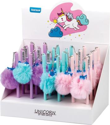 Opakowanie Długopis Unicorn pompon (24szt) nieb 82010