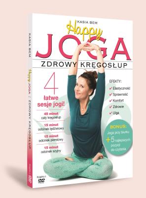 Happy Joga. Zdrowy kręgosłup + DVD. Autor: Kasia Bem. SmakLiter.pl Okładka książki Happy Joga. Zdrowy kręgosłup + DVD
