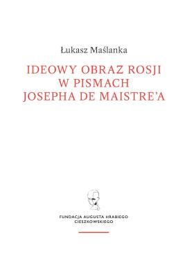 Okładka książki Ideowy obraz Rosji w pismach Josepha de Maistre'a