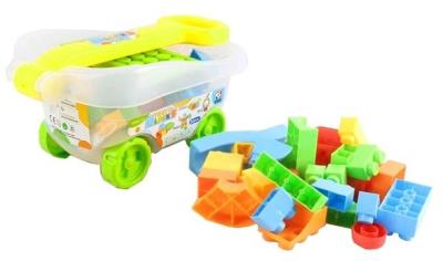 Opakowanie Klocki plastikowe w wózku z dyszlem 30el.