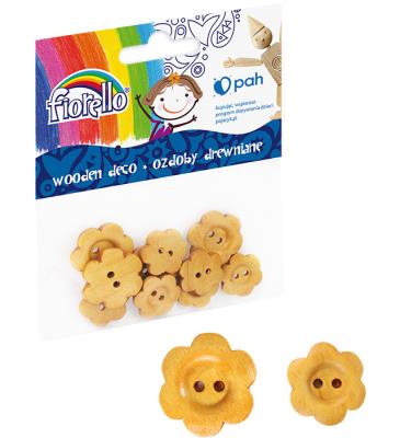 Ozdoby drewniane Guziki Kwiatki 10szt FIORELLO. Wydawca: Fiorello. SmakLiter.pl Opakowanie Ozdoby drewniane Guziki Kwiatki 10szt FIORELLO