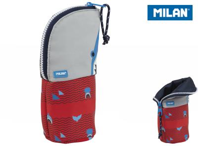 Opakowanie Piórnik stojący Shark Attack szaro-czerwony MILAN