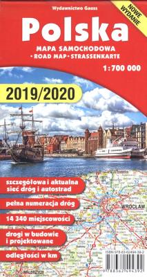 POLSKA MAPA SAMOCHODOWA 1:700 000. Autor: Opracowanie zbiorowe. SmakLiter.pl Okładka książki POLSKA MAPA SAMOCHODOWA 1:700 000