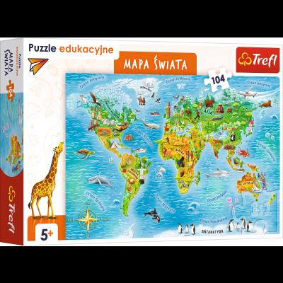 Opakowanie PUZZLE EDUKACYJNE 104 MAPA ŚWIATA NOWA PL