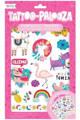 Tatuaże zmywalne Tattoo Palooza - Przyjaciele. Wydawca: Kolorowe Baloniki. SmakLiter.pl Opakowanie Tatuaże zmywalne Tattoo Palooza - Przyjaciele