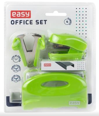 Opakowanie Zestaw zszywacz, dziurkacz, rozszywacz zielony