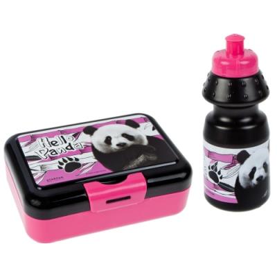 Opakowanie Bidon 350ml + pudełko śniadaniowe Panda