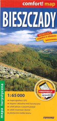 Bieszczady mapa turystyczna 1:65 000 w.2020. Autor: praca zbiorowa. SmakLiter.pl Okładka książki Bieszczady mapa turystyczna 1:65 000 w.2020