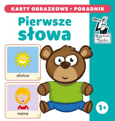 Kapitan Nauka Pierwsze słowa karty obrazkowe + poradnik. Autor: Filip Depa. SmakLiter.pl Okładka książki Kapitan Nauka Pierwsze słowa karty obrazkowe + poradnik