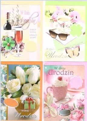 Opakowanie Karnet B6 z nakjejką.Urodziny (10szt) MIX