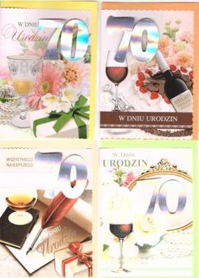 Opakowanie Karnet B6 z naklejką 70-te urodziny (10szt) MIX